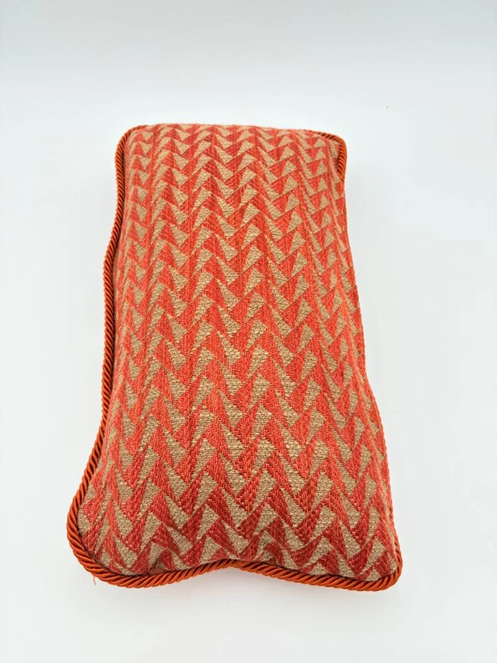 Burnt Orange Chevron Lumbar Pillow with Insert 16x9